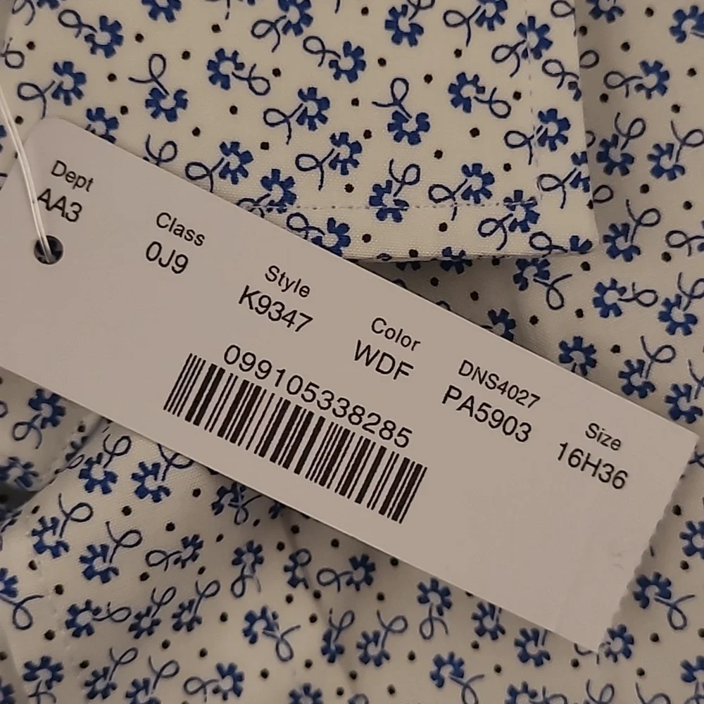 J CREW Ludlow White Floral Classic Sz 16.5 - 36 Mens Long Sleeve Dress Shirt NEW